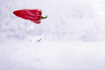 Vegetable red pepper on the top of the glass