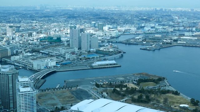 4k 横浜みなとみらいからの眺望 東京都心方面を望む