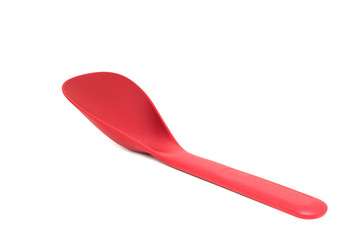 Plastic serving spoon isolated on white