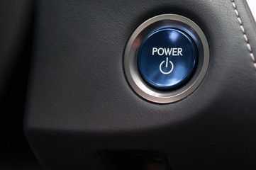 Engine start button in the modern new car.