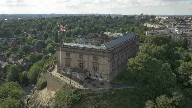 Aerial 6 of Nottingham Castle, Nottingham, UK on a Sunny Day