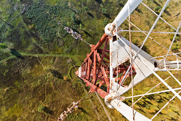 Look down from the radio tower. Radio tower Construction