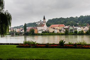 St. Gertraud Catholic Church on the right bank of Inn river, Passau