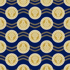 Seamless pattern with anchors. Ongoing backgrounds of marine theme.
