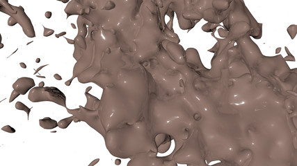 Chocolate paint splash isolated. 3D rende