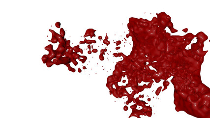 Red paint splash isolated. 3D rende