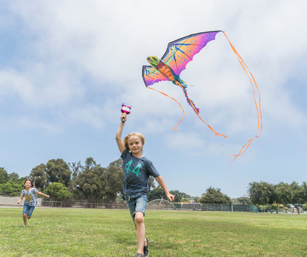 Boy flying kite