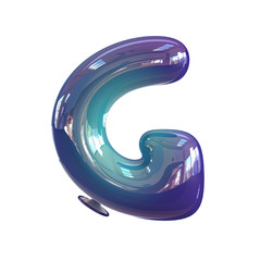 Letter G. Vivid Violet - Blue Balloon font isolated on White Background. 3d rendering