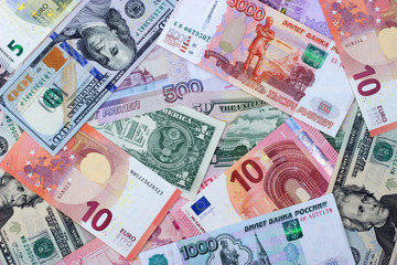 Obraz na płótnie Canvas Бумажные деньги различных стран 