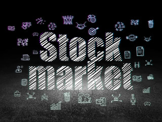 Business concept: Stock Market in grunge dark room