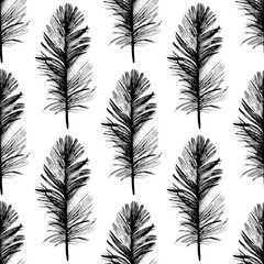Vector bird feather pattern from wing. Vector feather for background, texture, wrapper pattern, frame or border.