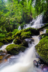 Fototapeta na wymiar Nature landscape of waterfall hidden in the tropical, Thailand