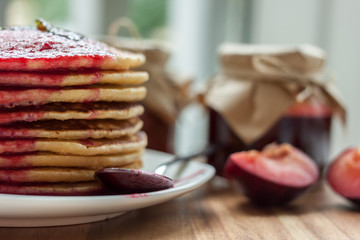 pancakes with jam breakfast
