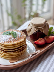 pancakes with jam breakfast