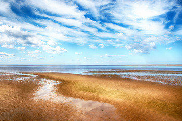 Fototapeta na wymiar the sandy coastline stretches into the distance