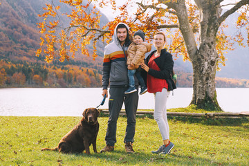 Naklejka na ściany i meble Family on the Lake Bohinj, Slovenia, Europe