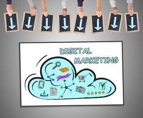 Digital marketing concept on a whiteboard