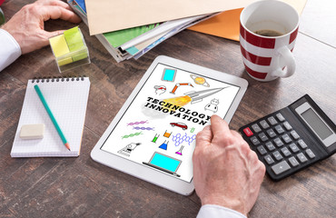 Technology innovation concept on a tablet