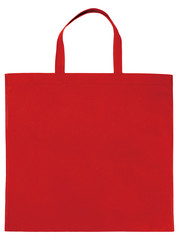 Sample red non-woven bag isolated on white 