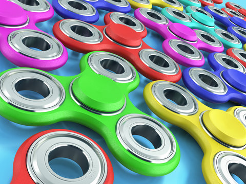 Hand Spiners 3d render on blue background