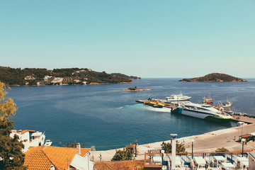 Skiathos town on Skiathos Island, Greece.