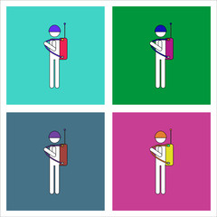 flat vector icon design collection soldier holding walkie talkie