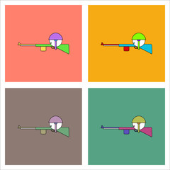 flat vector icon design collection Soldier with rifle aiming