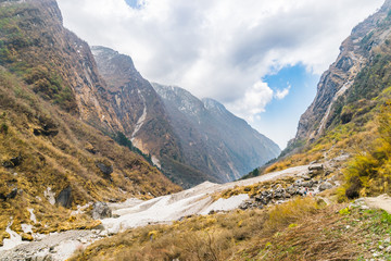 Fototapeta premium Landscape at Deurali Nepal, Nepal Travel, Road trip to Annapurna Base Camp