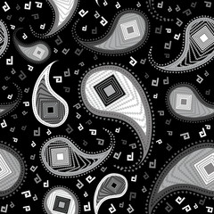 Black paisley repeated background for wallpapers, banners and co