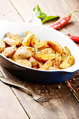 Ceramic dish with Fried potatoes