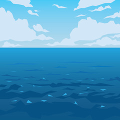 Sea or ocean landscape. Vector illustration.