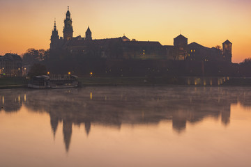 Fototapeta na wymiar Royal Palace in sunrise time in Krakow