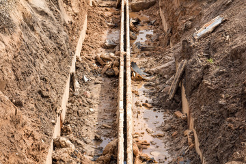 Trench of engineering heating systems
