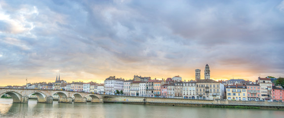 Fototapeta na wymiar Lovely Riverside View of the City Macon, France