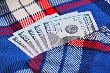 Honestly earned money in work shirt pocket