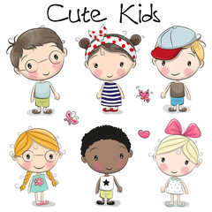Cute cartoon girls and boys