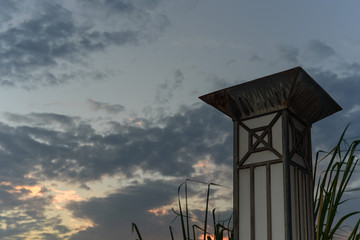Street lamp at sunset