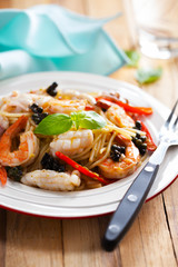 be appetizing spicy seafood spaghetti