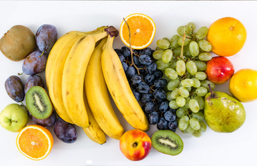 Fruits on white background