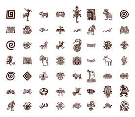 Brown tribal symbols set