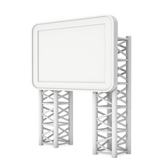 LCD Screen Stand. Blank Trade Show Booth with truss girder element. 3d render of lcd screen isolated on white background. High Resolution. Ad template for your expo design.