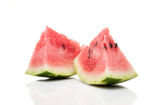 watermelon two slices isolated at white background
