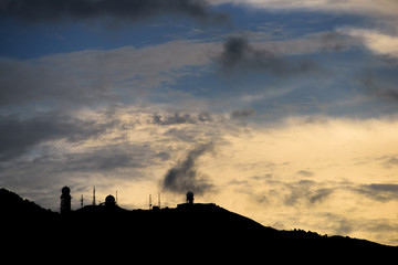 Fototapeta na wymiar The silhouette of the Radar station