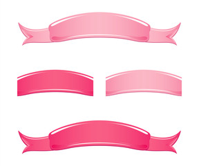 Pink ribbon banner isolated on White background. Vector