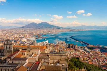 Fotobehang Napels Napels Cityscape - Prachtig panorama met de Vesuvius