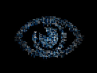 Generative eye symbol background. Vector illustration. Concept of virtual reality or internet surveillance