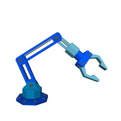 Robotic arm. Isolated on white background. 3d Vector illustration.