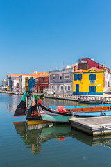 Fototapeta na wymiar Portugal, Aveiro, beautiful small city on the river with colorful houses 