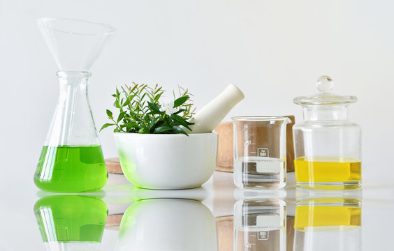 Natural organic botany and scientific glassware, Alternative her