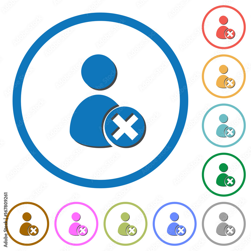 Poster cancel user account icons with shadows and outlines